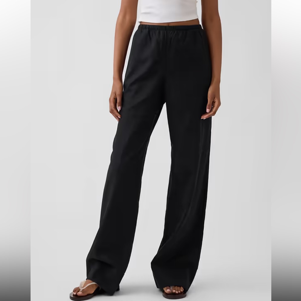 Gap Linen Blend Black Drawstring Pants Xxl Tall Nwt